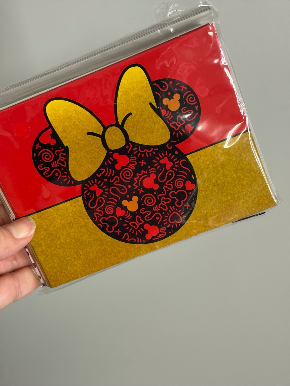 Minnie Mouse Note Pad Cards and Stickers New Red Gold NEW